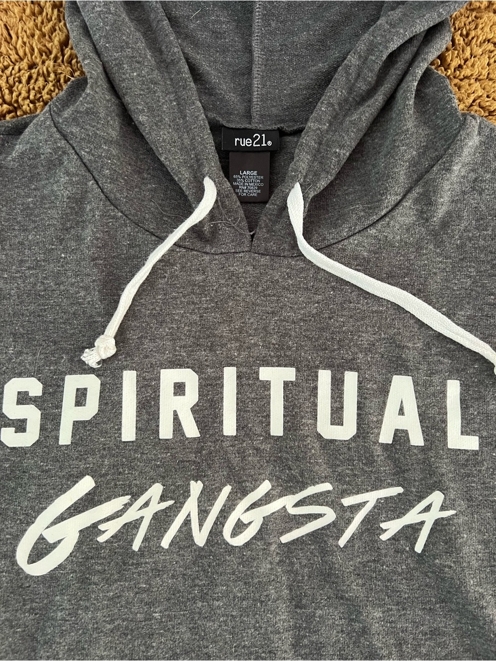 Rue21 Gray 'Spiritual Gangsta' Pullover Hoodie TShirt